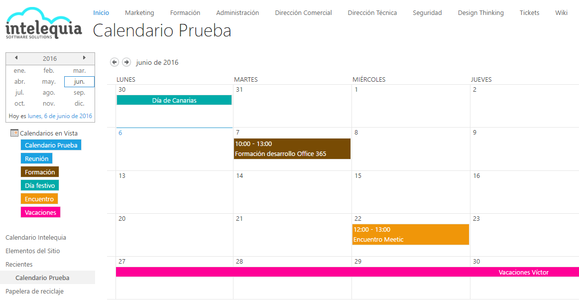 Crea tu calendario con distinción de eventos por colores en Sharepoint